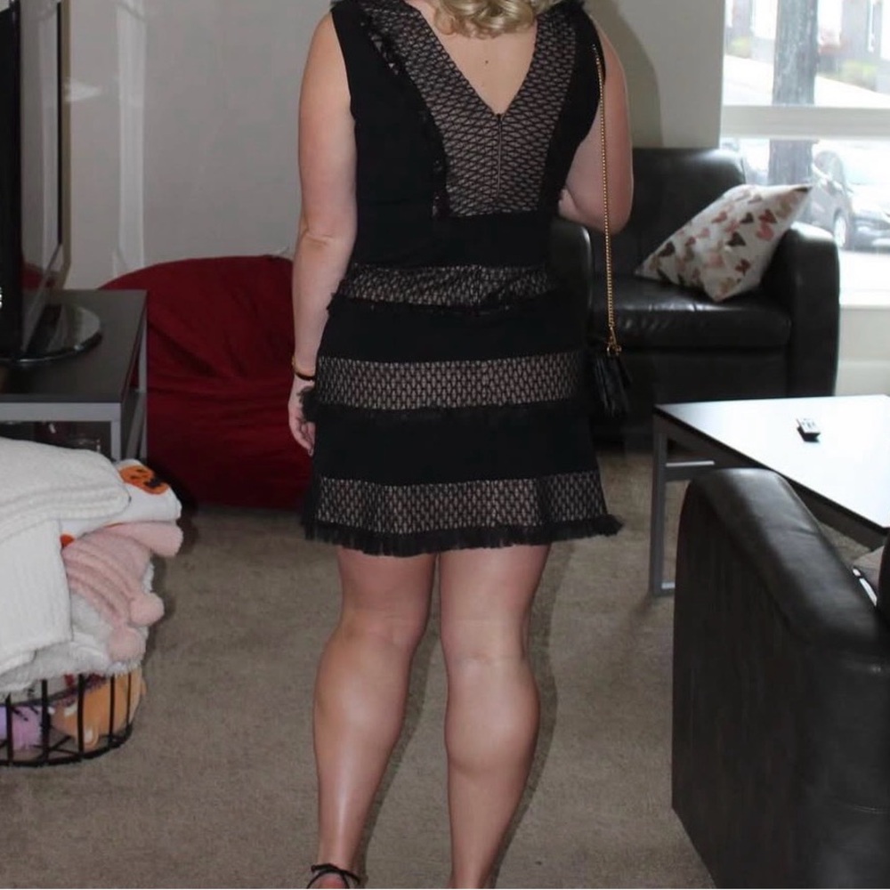 Black Mesh Striped Dress